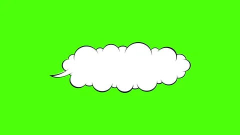 Animated White Cloud Moving Across Green Screen Background Stock Footage 341779572