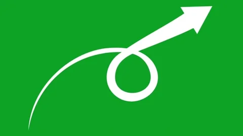 Animated white curved arrow with loop motion on green screen background backdrop Stock Footage 332673515