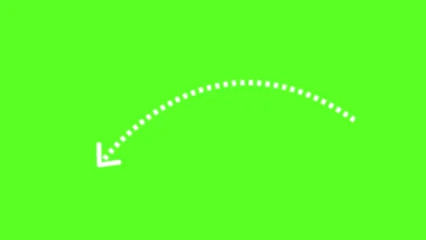 Animated White Dashed Curved Arrow Pointing Down Left Green Screen Stock Footage 341781686