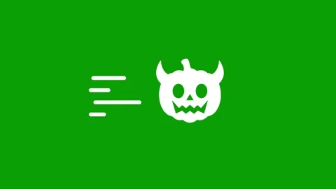 Animated white devil pumpkin with movement lines on green screen chroma key.. Vidéo 347377615