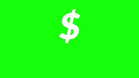 Animated white dollar sign moving up and down animation on green screen Video stock 316747181