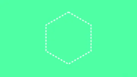 Animated White Dotted Hexagon Shape Spinning on Green Background Motion Graphics Stock Footage 336895086