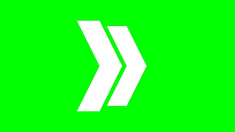 Animated White Double Right Arrow on Green Screen Stock Footage 330039658