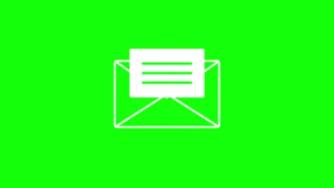 Animated white envelope icon with a sliding letter on a vibrant green scree.. Video stock 343698372