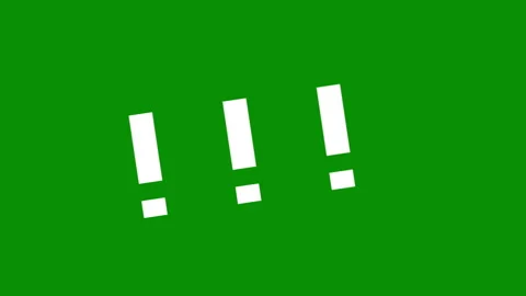 Animated white exclamation marks vibrating on a green screen Vídeos de archivo 340027945