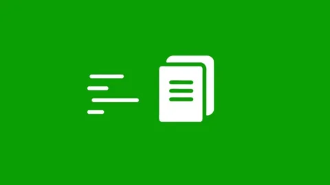 Animated white file icon with motion speed lines on green screen background.. 库存影片 347377587