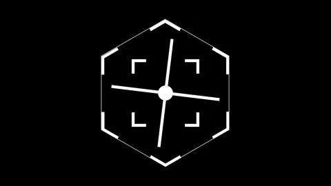 Animated White Geometric Hexagon Target Reticle Symbol on Black Background .. Stock Footage 337365356