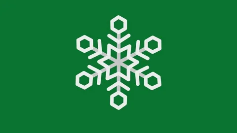 Animated white geometric snowflake icon on green background Stock Footage 320286815