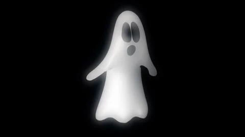 Animated white ghost character dancing on black background with glowing ethereal 库存影片 316053041