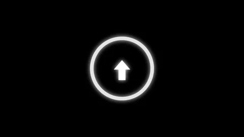 Animated white glowing upward arrow blinking in a circle 4K Stock Footage 336826388