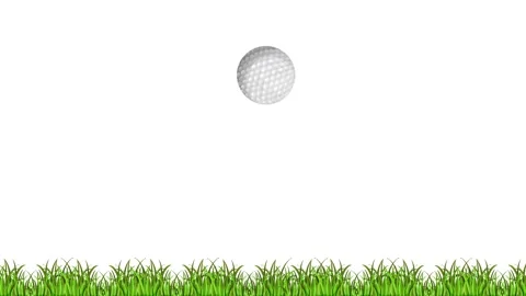 Animated White Golf Ball Bouncing Across Green Grass Strip Видео 343830822