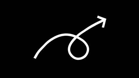 Animated White hand drawn doodle thick arrow on transparent background Video stock 303358132