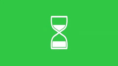Animated white hourglass icon rotating on green screen background for time conce Stock Footage 330534191