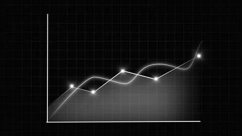 Animated white line graph showing upward trend on dark grid background, Dig.. Stock Footage 332165818