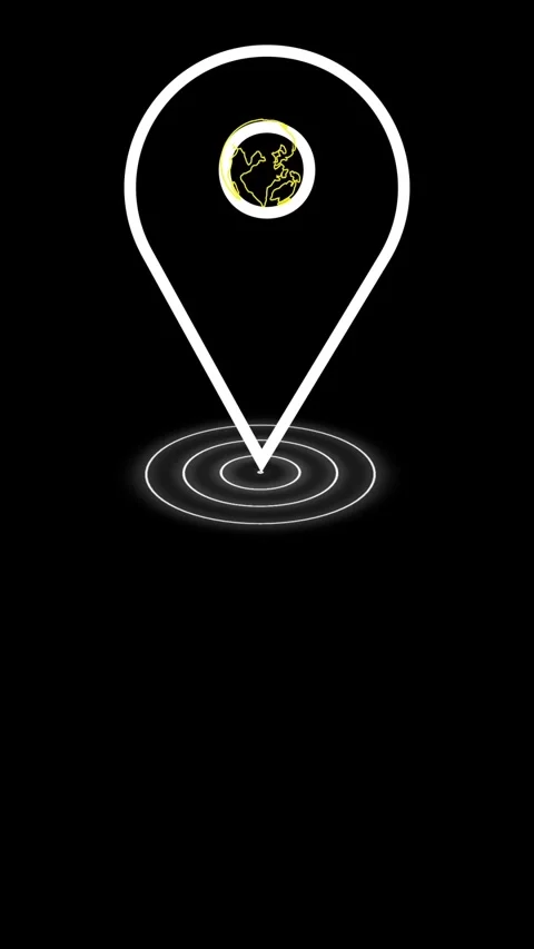 Animated White Location Pin Icon with Earth Globe and Ripple Effect marker Stock Footage 344859831