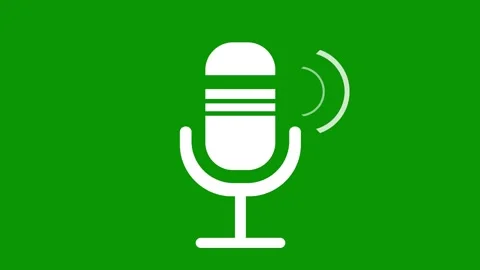Animated white microphone icon with sound waves on green screen Stock Footage 339828834