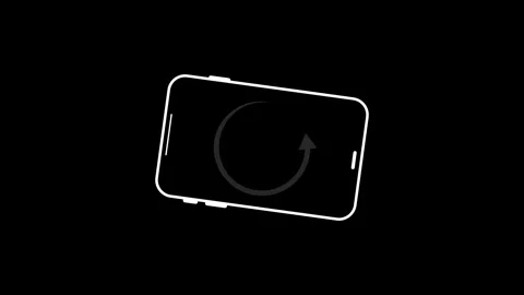 Animated White Outline Icon of a Tablet with a Circular Arrow Symbol on a B.. Stock Footage 337363287