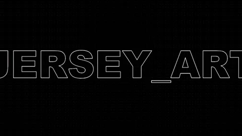 Animated White Outline Text "JERSEY ART" on Black Grid Background. Modern D.. Vídeo Stock 330280021