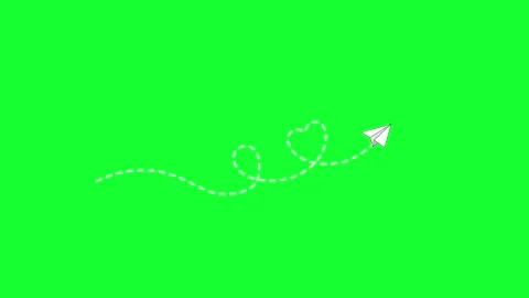 Animated white paper airplane soaring on a green screen along a smooth dash.. Stock Footage 340564820