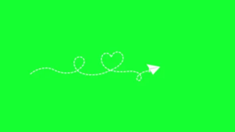 Animated white paper airplane soaring on a green screen along a smooth dash.. Stock Footage 340564878