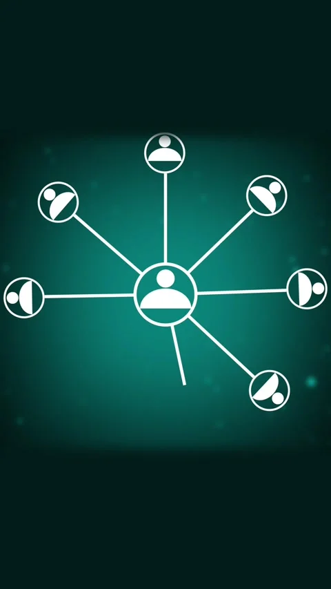 Animated White People Network Diagram on Teal Gradient Background connectio.. Stock Footage 344859727