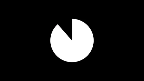 Animated White Pie Chart Clock Countdown Graphic on Black Background Stock Footage 273626673