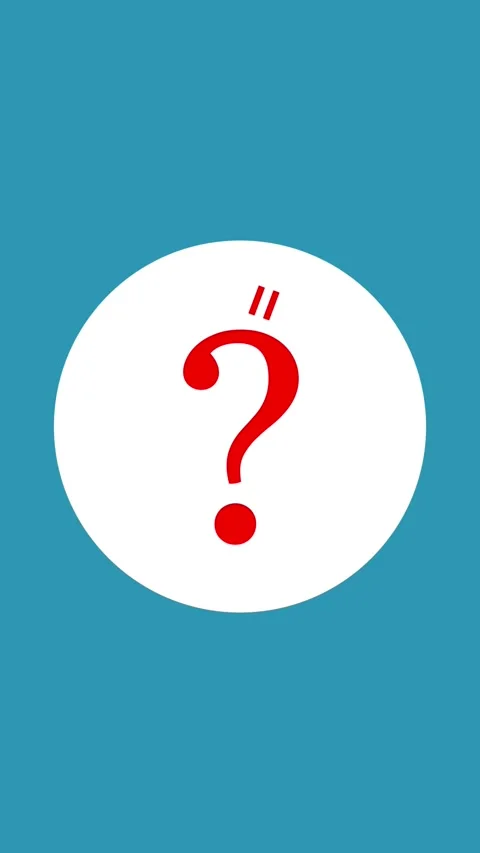 Animated white question mark appears on blue background, mysterious symbol .. 库存影片 331811728