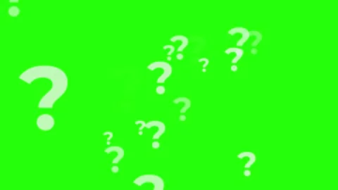 Animated white question marks moving forward on green screen chroma key Stock Footage 314857097