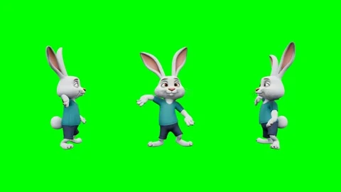 Animated white rabbit performing energetic hip hop dance moves. 4K Video stock 348006209