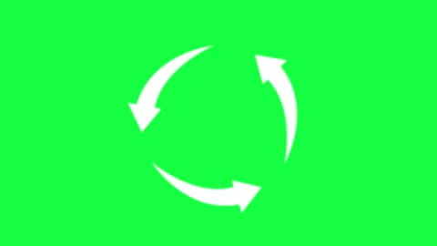 Animated White Recycle Refresh Arrows Loop Green Screen Stock Footage 341779812