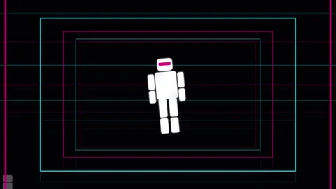 Animated white robot character moving against a dark background Stock Footage 346158120