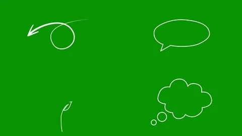 Animated white scribble elements isolated on bright green screen. This Stock Footage 346825118