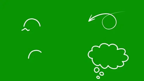 Animated white scribble elements isolated on pure bright green screen. Video stock 346825305