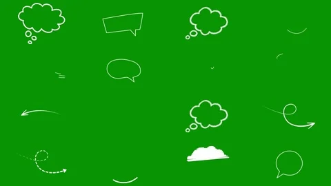 Animated white scribble elements isolated on pure green screen chromkey. Video stock 346825724