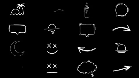 Animated white scribble elements isolated on pure dark alphbackground. Stock Footage 346825911