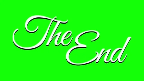 Animated white script text the end appearing smoothly against a solid bright Stock Footage 340610777