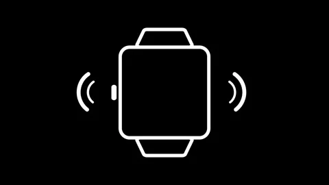 Animated White Smartwatch Notification Icon on Black Stock Footage 306586612
