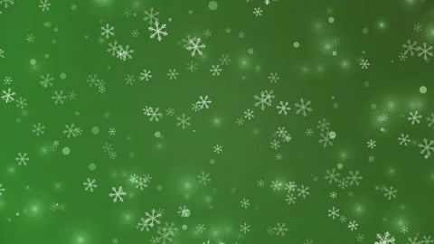 Animated White Snowflakes Falling Gently Over a Solid Green Background Stock Footage 346372255