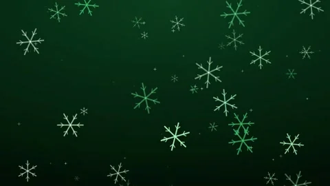 Animated white snowflakes falling slowly over a dark green gradient background Stock Footage 345429580