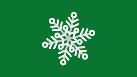 Animated white spinning ice snowflake icon on green background Stock Footage 320286899