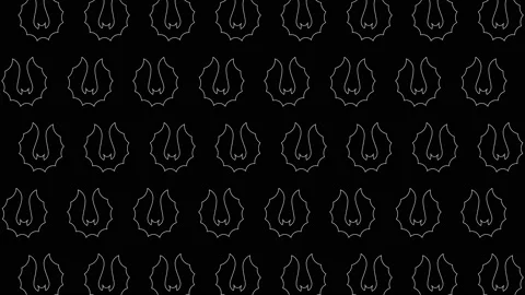 Animated white thin line bat silhouettes pattern on a black background Stock Footage 160108362