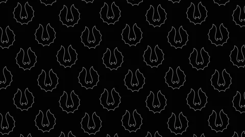 Animated white thin line bat silhouettes pattern on a black background Stock Footage 161340771