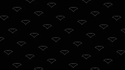 Animated white thin line bat silhouettes pattern on a black background Stock Footage 162323840
