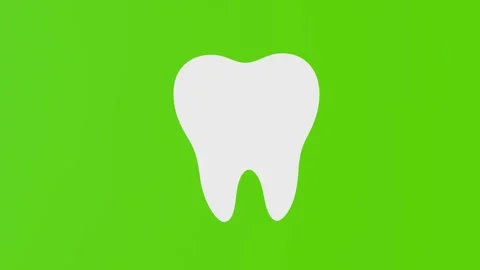Animated white tooth icon. the concept of medicine .icon on a green background Stock Footage 285334597