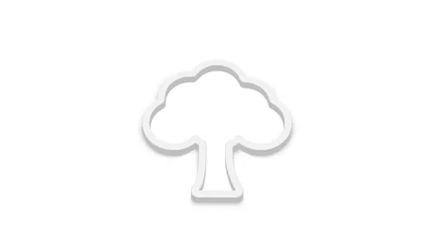Animated white tree icon grows and develops on clean white background simpl.. Stock Footage 341228989