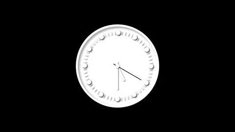 Animated white wall clock on black background. Time speeding up effect for .. Stock Footage 309015443