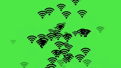 Animated Wi-Fi Icon Turning Grey ,Wireless Network Signal Symbol on Green Screen Stock Footage 334847296