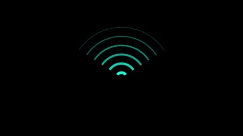 Animated wifi icon on black background, internet network symbol, digital co.. Stock Footage 337759725