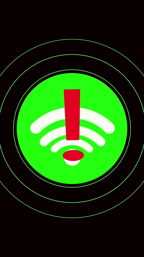 Animated wifi problem signal vertical video loop with green red warning col.. Stock Footage 321629635