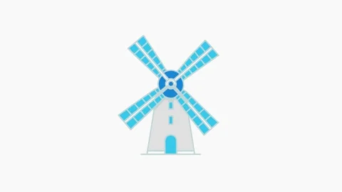 Animated Windmill Generating Clean Energy 库存影片 334098796